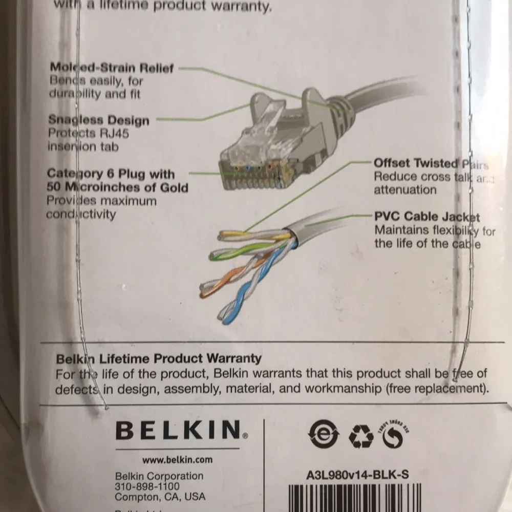 Belkin Networking cable cat6 Snagless Gold Series